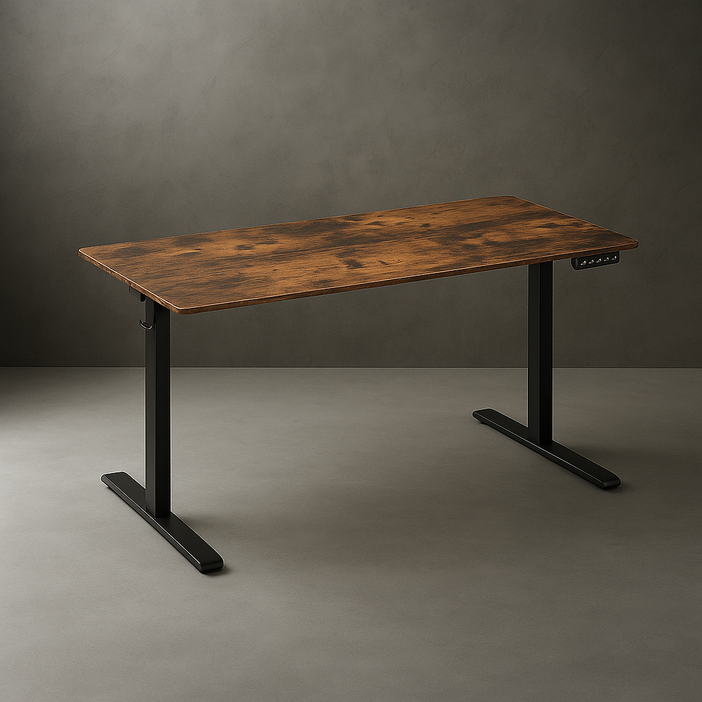 Bureau Ergonomique Assis Debout Marron | Desk-Elite