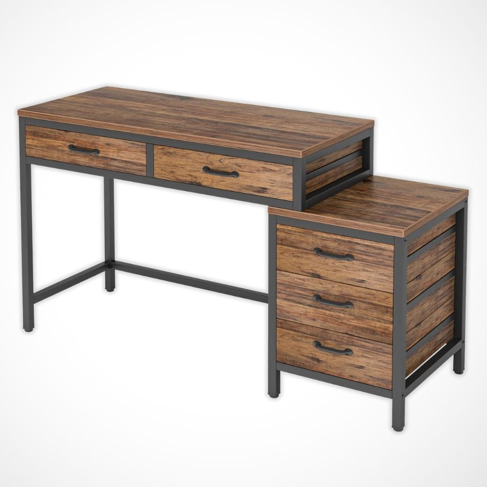 Bureau avec Beaucoup de Rangement | Desk-Elite Bois foncé / 130x45cm