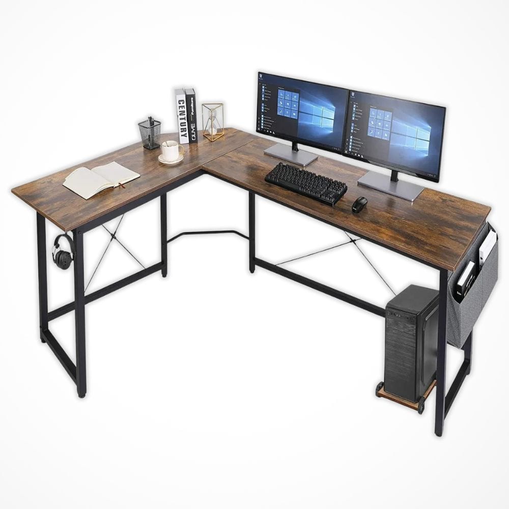 Bureau d’Angle Professionnel | Desk-Elite Bois foncé / 169.5x120cm