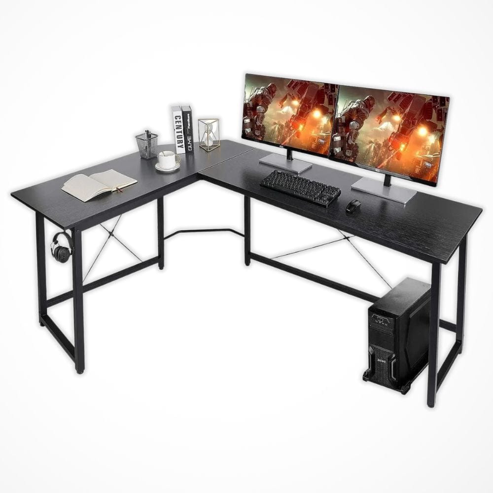 Bureau d’Angle Professionnel | Desk-Elite Noir / 169.5x120cm