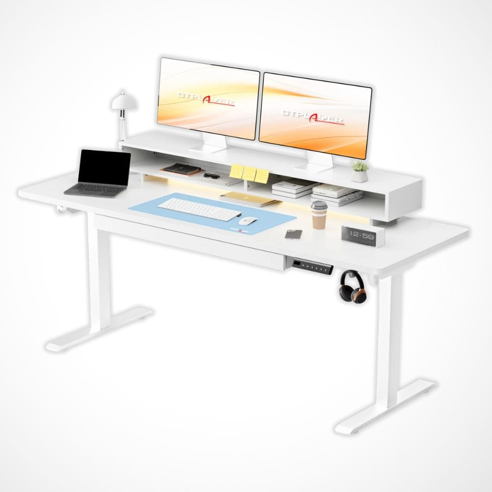 Bureau Electrique Réglable Hauteur | Desk-Elite Blanc / 120x60cm