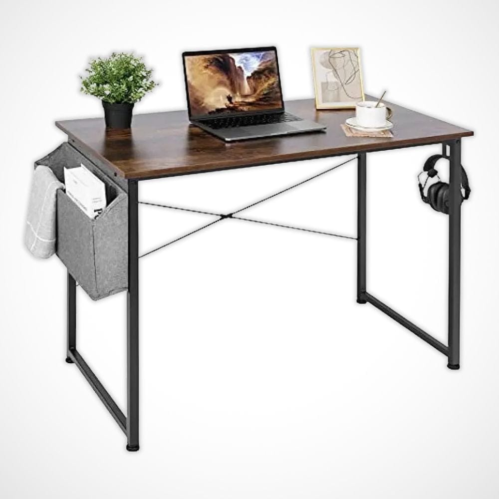 Bureau Moderne avec Rangement | Desk-Elite Marron / 100x50cm
