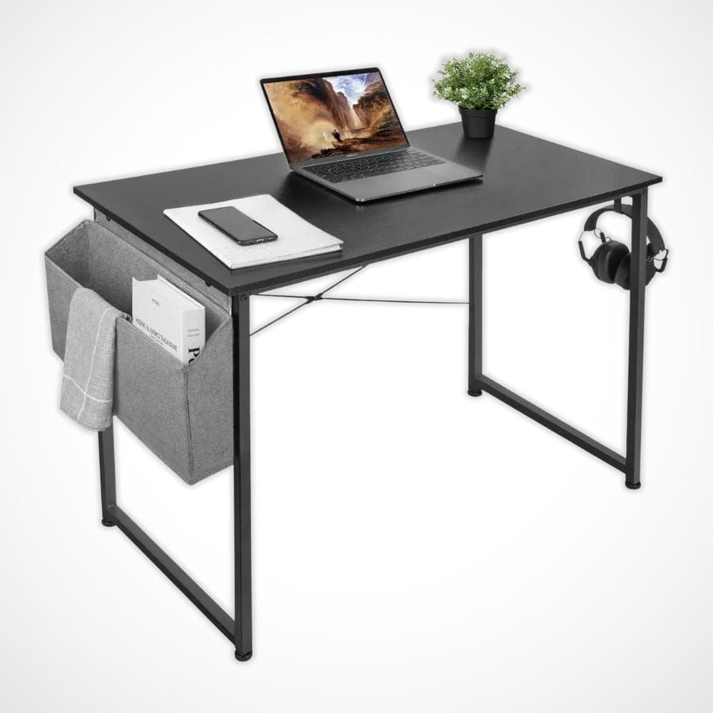Bureau Moderne avec Rangement | Desk-Elite Noir / 100x50cm