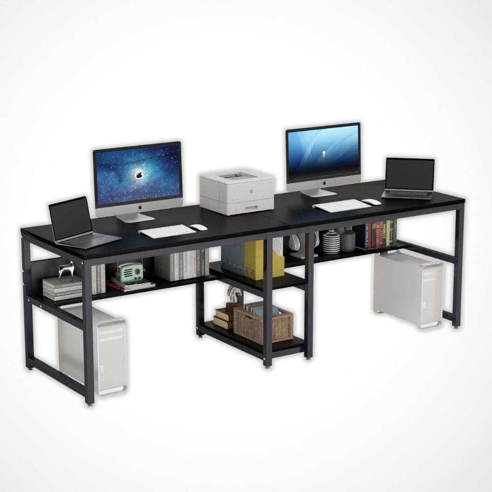 Bureau Professionnel 2 Personnes | Desk-Elite Noir / 200x60cm