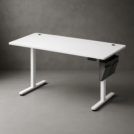 Bureau Assis Debout avec Rangement blanc | Desk-Elite