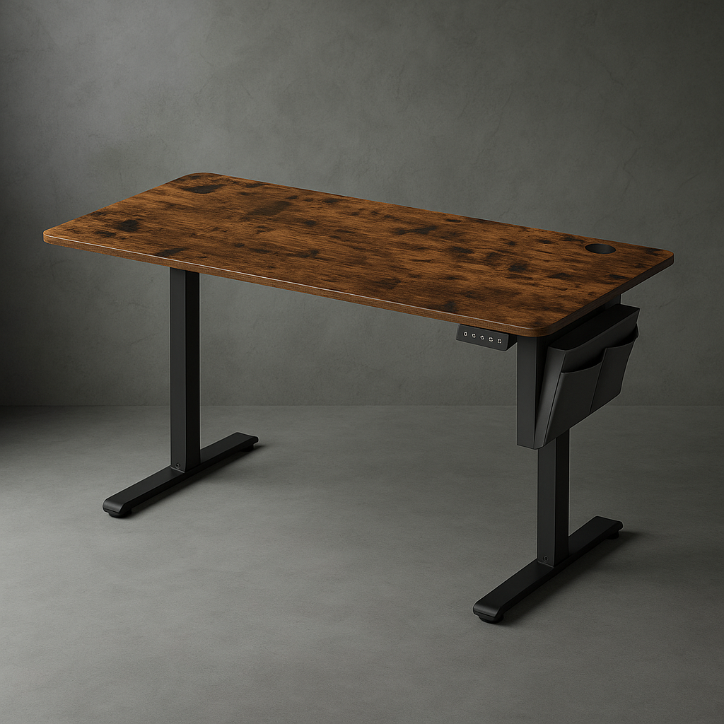 Bureau Assis Debout avec Rangement marron | Desk-Elite