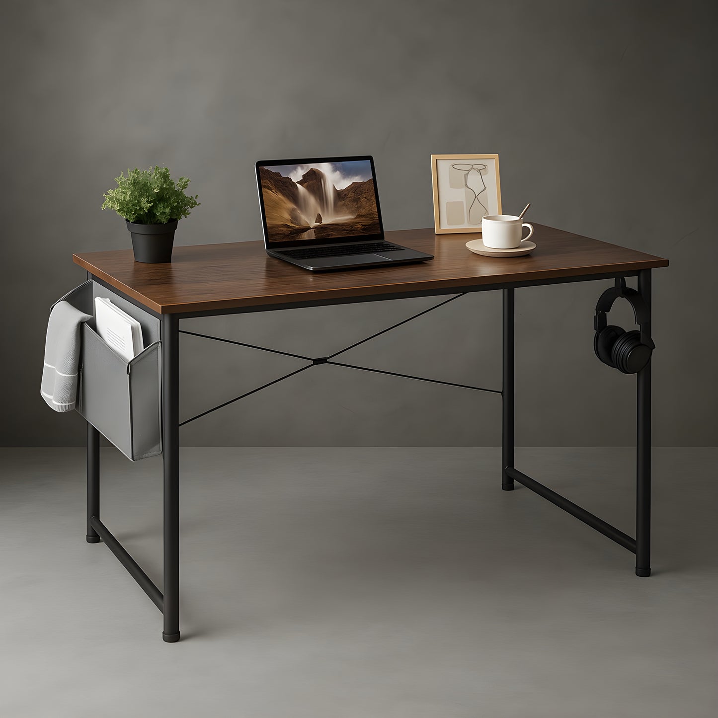 Bureau Moderne avec Rangement marron | Desk-Elite