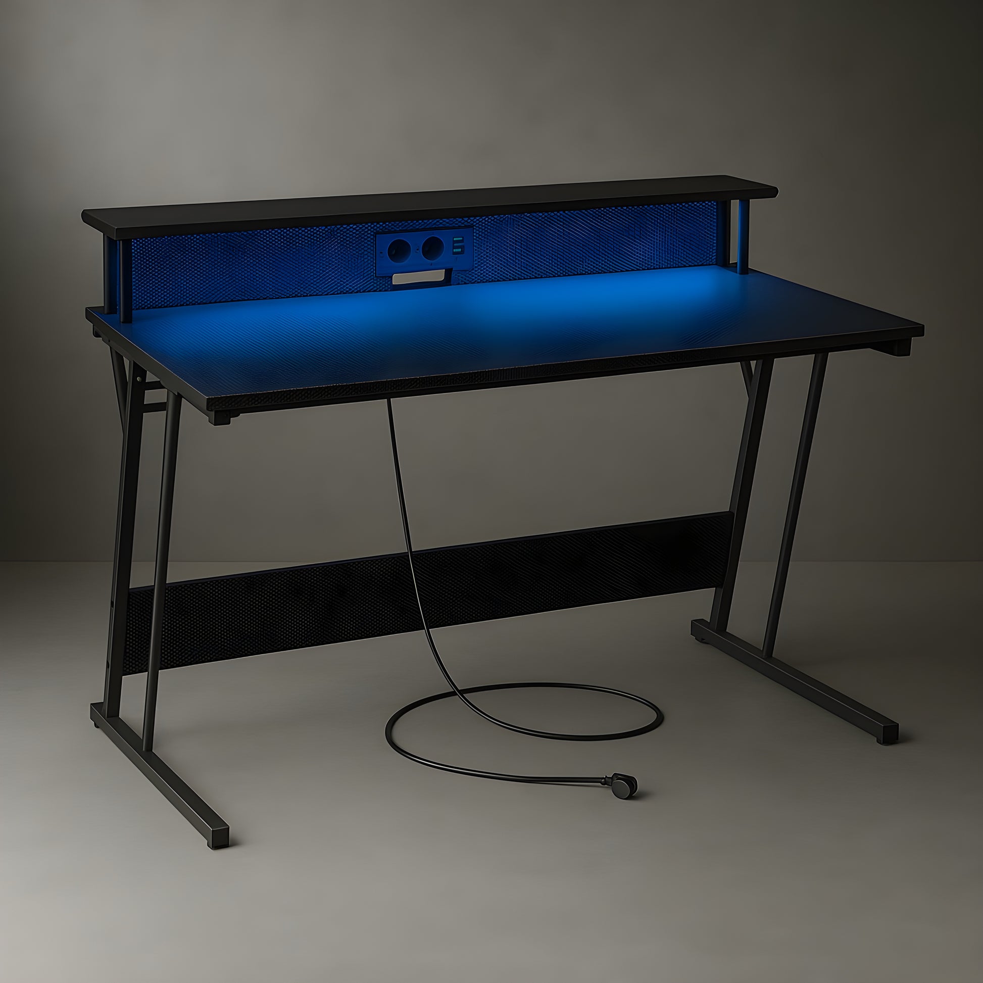 Bureau avec Prise Intégrée Carbone | Desk-Elite