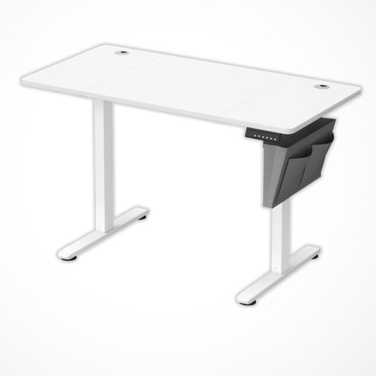 Bureau Assis Debout avec Rangement | Desk-Elite Blanc / 120x60cm