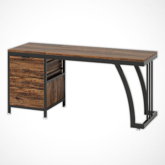 Bureau avec Rangement Fermé | Desk-Elite Bois foncé / 150x50cm