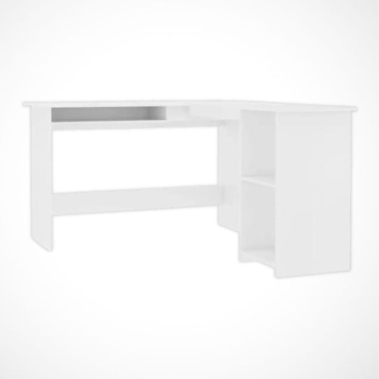 Bureau d'Angle avec Etagère | Desk-Elite Blanc / 120x140cm