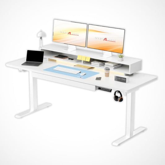 Bureau Electrique Réglable Hauteur | Desk-Elite Blanc / 120x60cm