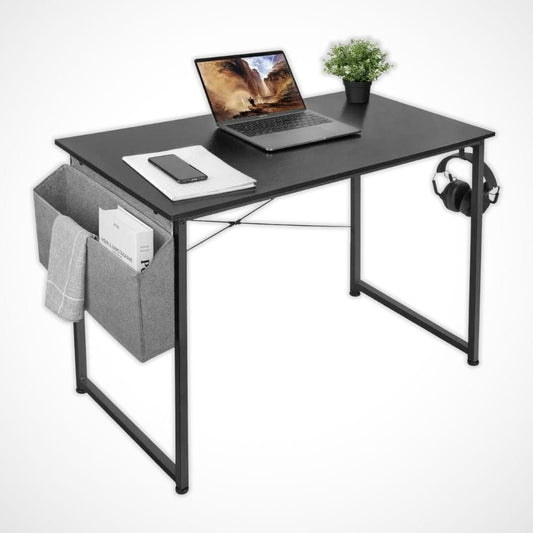 Bureau Moderne avec Rangement | Desk-Elite Noir / 100x50cm